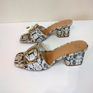 A New Day Women's Diana Slip On Faux-Leather Finish Buckle Mule Heels Size 11